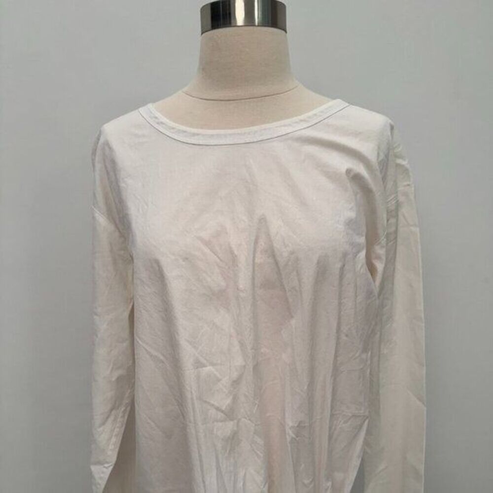 Theory Serah Long Sleeve Knotted Hem Top White, Size Large
